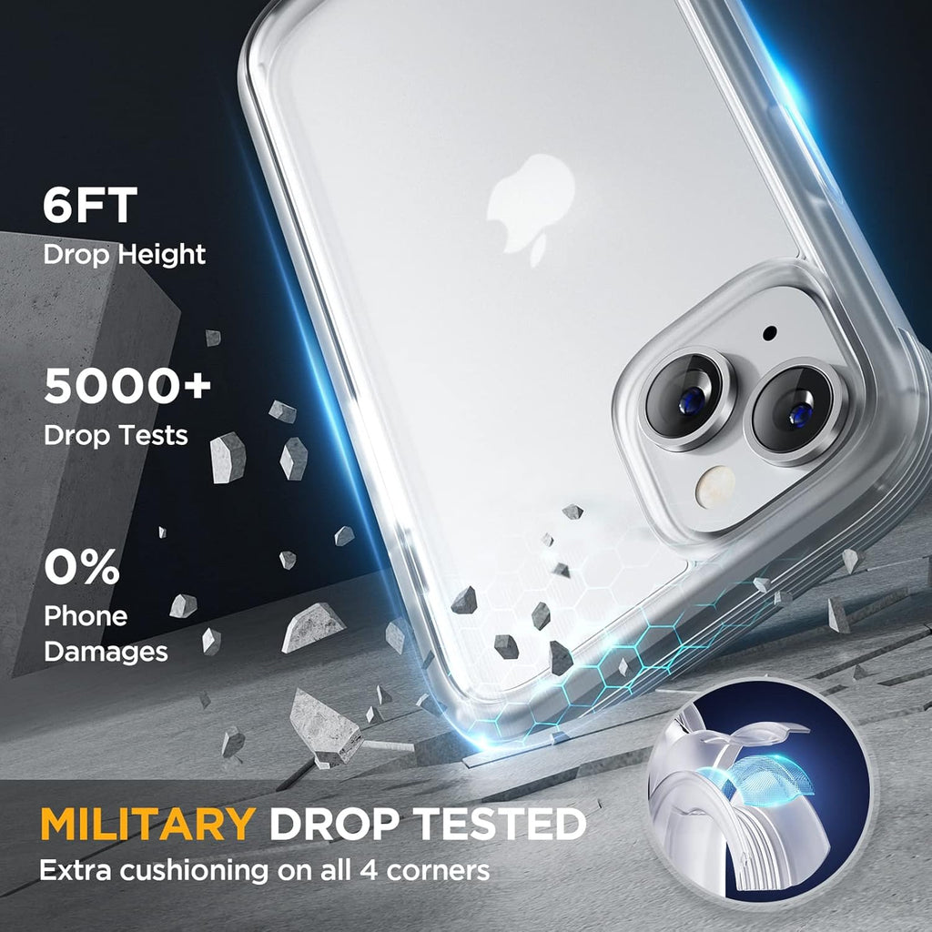 Miracase Compatible with iPhone 13 Mini case 5.4 inch, 2023 Upgrade Full-Body Glass Clear Case Bumper Case with Built-in 9H Tempered Glass Screen Protector for iPhone 13 Mini,Matte Clear