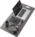 YSAGi Desk Pad, Dual-Sided Desk Mat, 31.5" x 15.7" Laptop Leather Desk Pad Protector, Large Leather Desk Blotter, Waterproof Desk Writing Pad for Office and Home (Dark Grey, 31.5" x 15.7")