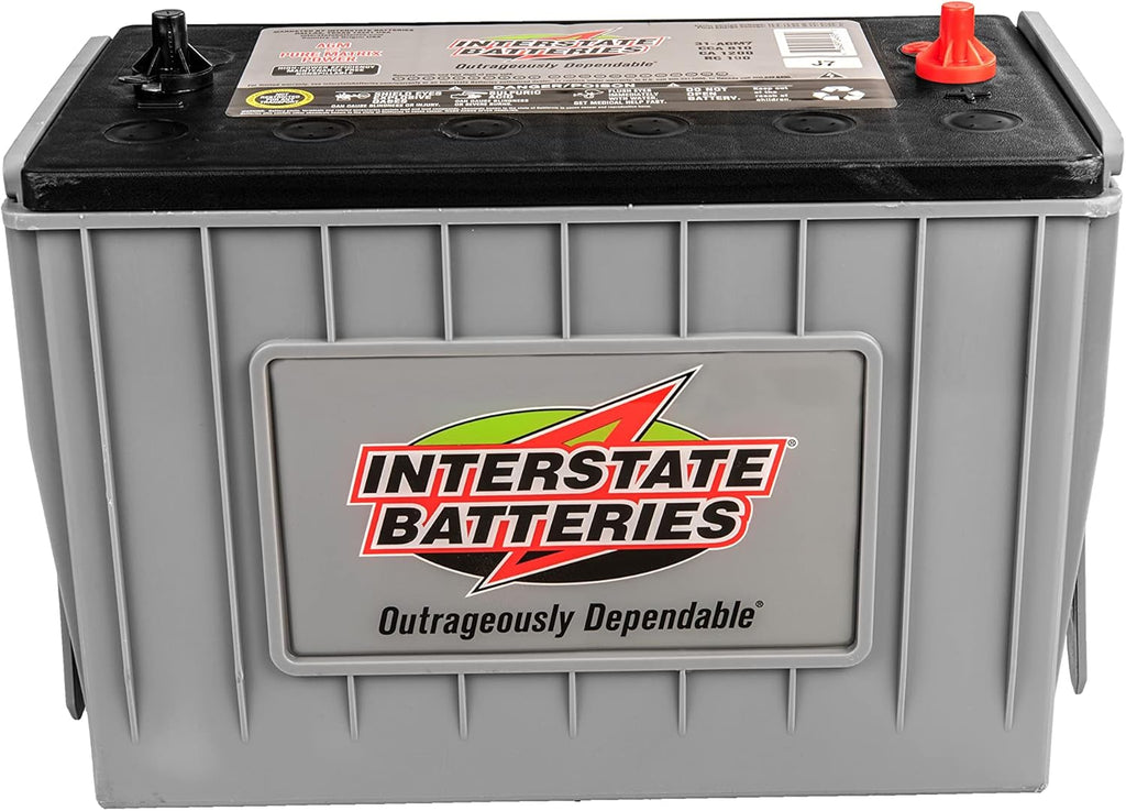 Interstate Batteries Heavy Duty Marine Deep Cycle Battery 12V 100Ah 925CCA (31-AGM7) Pure Matrix Power Commercial AGM Cranking Replacement (Group Size 31) GEM Cars, Yachts, Extra Fuel Tank Trucks