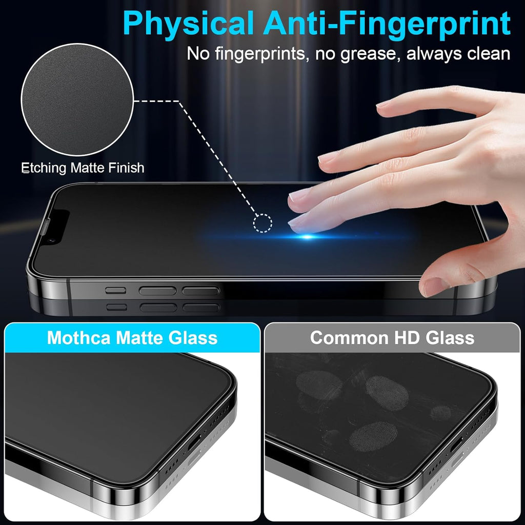 Mothca 2 Pack Matte Glass Screen Protector for iPhone 13 Pro Max/iPhone 14 Plus 6.7” [Auto Fit Box Dust] Full Coverage Anti-Glare & Anti-Fingerprint Tempered Glass, Bubble Free, Smooth as Silk