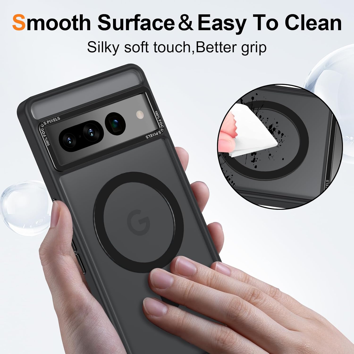 Magnetic for Google Pixel 7 Pro Case, [Military Grade Drop Protection] [Compatible with MagSafe] Shockproof Slim Translucent Matte Anti-Slip for Women Girls Men Case, Black