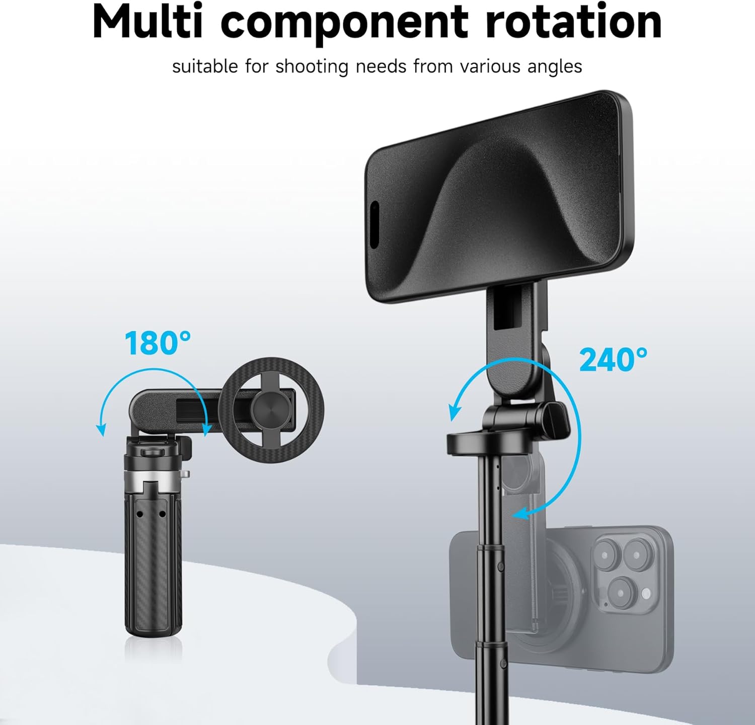 Selfie Stick for iPhone, Magnetic Tripod with Detachable Wireless Remote & Portable Tripods for iPhone - 3 in 1 Tripod for Video Recording, Live Streaming, Desktop Mobile Phone Stand