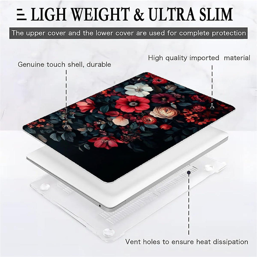 Compatible with MacBook Air 13.3 13.6 Inch Case 2022 2021 2020 2019 Plastic Hard Shell Case Cover,13.3 Air (A1932/A2179/A2337), Dark Floral