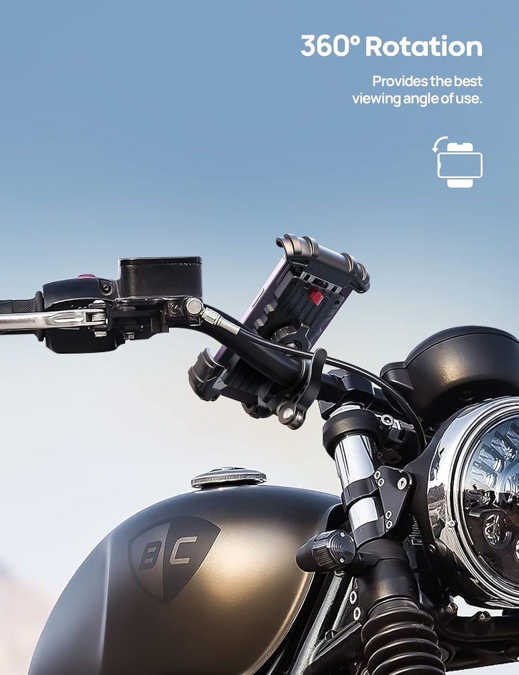 Lamicall Bike Phone Holder, Motorcycle Mount - Motorcycle Phone Holder, Handlebar Cell Phone Clamp, Scooter Phone Clip for iPhone 16 Pro Max/Plus, 15 Pro Max, S10, S20, More 4.7" to 6.8" Smartphones