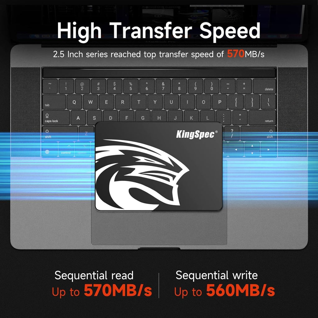 KingSpec 8TB 2.5 SSD SATA III Internal - 550MB/s Read, 520MB/s Write with 3D NAND Flash, for Laptop & Desktop PC Upgrade