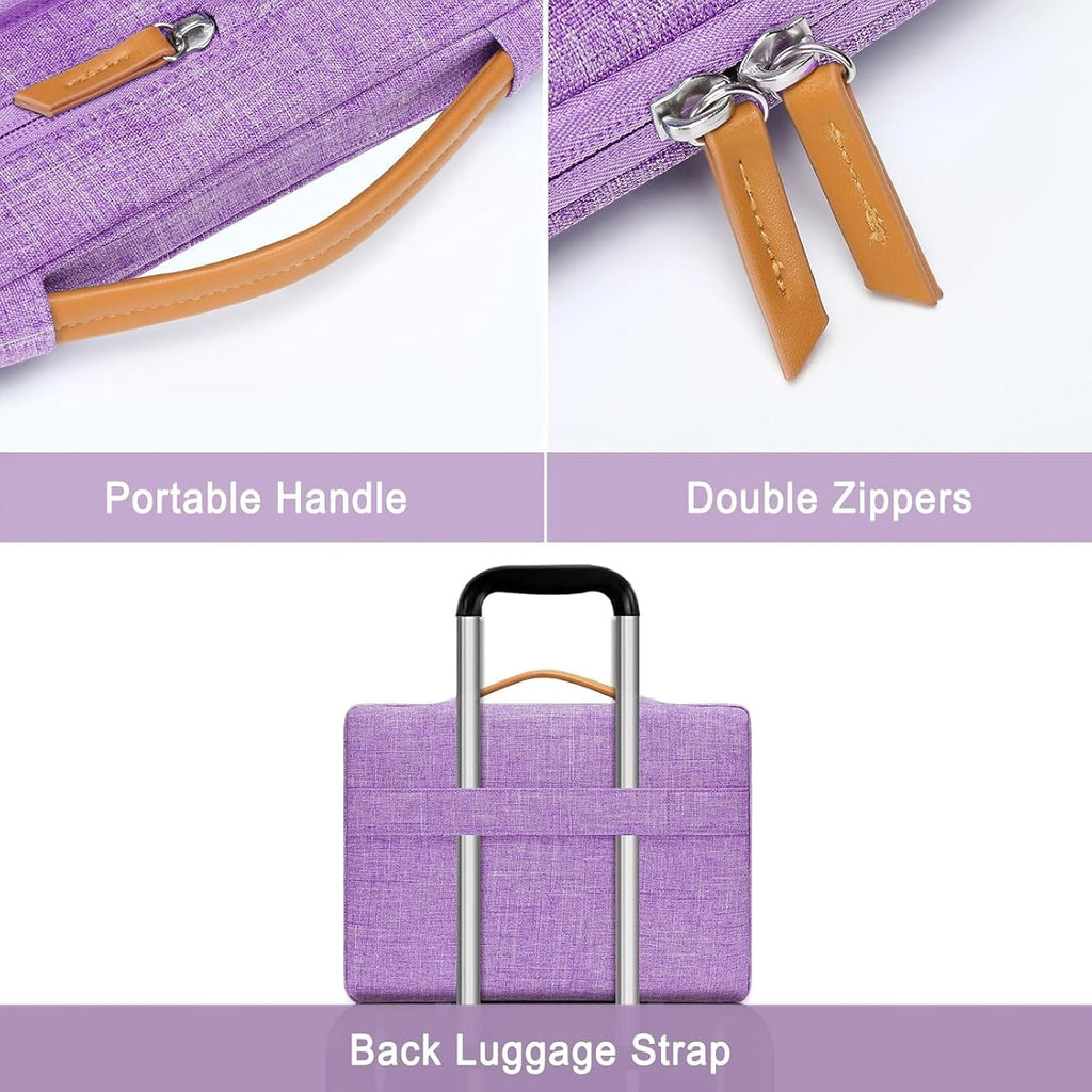 MOSISO 360 Protective Laptop Case 15 inch, 15 inch Laptop Sleeve Compatible with MacBook Air M4 M3 M2 2025 2024 2023, Dell XPS Plus, Side Open Carrying Case with 4 Zipper Pockets&Handle, Lilac