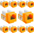 Cmple - 10 Pack Cat5e Keystone Jack Insert Punch Down RJ45 Connectors RJ45 Keystone Jack 90 Degree Female for Wall Plates, Patch Panels, Patch Cables, Ethernet Cables - Yellow