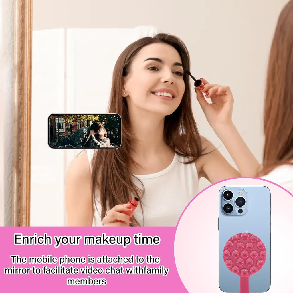 Magnetic Suction Cup Phone Mount, Silicone Suction Stand Holder, Compatible with iPhone MagSafe Phone Case, Hands-Free Mirror Shower Phone Holder Accessory for TikTok Videos, Teal Green