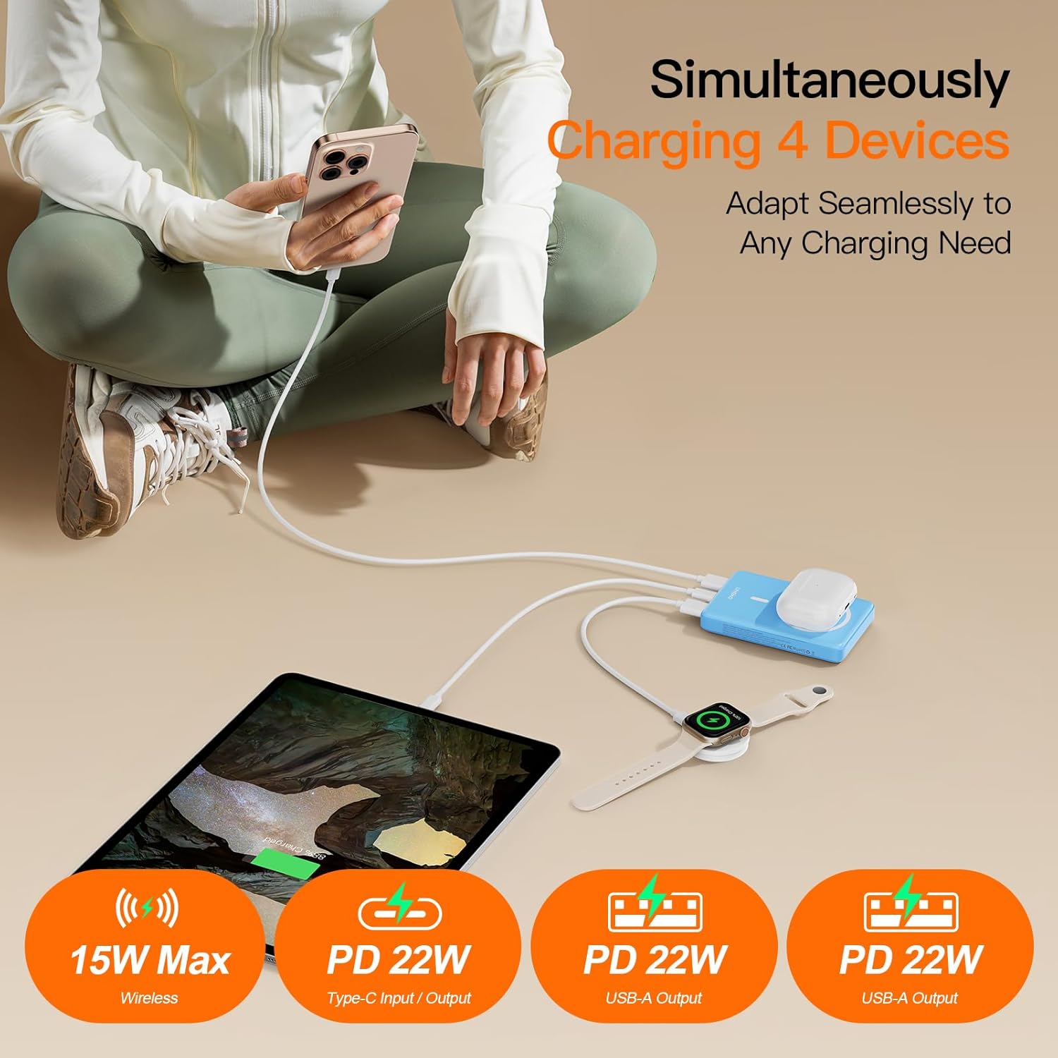 Magnetic Portable Charger, 16800mAh Wireless Power Bank, with 20W USB-C Fast Charging and LED Digital Display Magnetic Battery Pack, Compatible with iPhone 16/15/14/13/12 Full Series (2025)