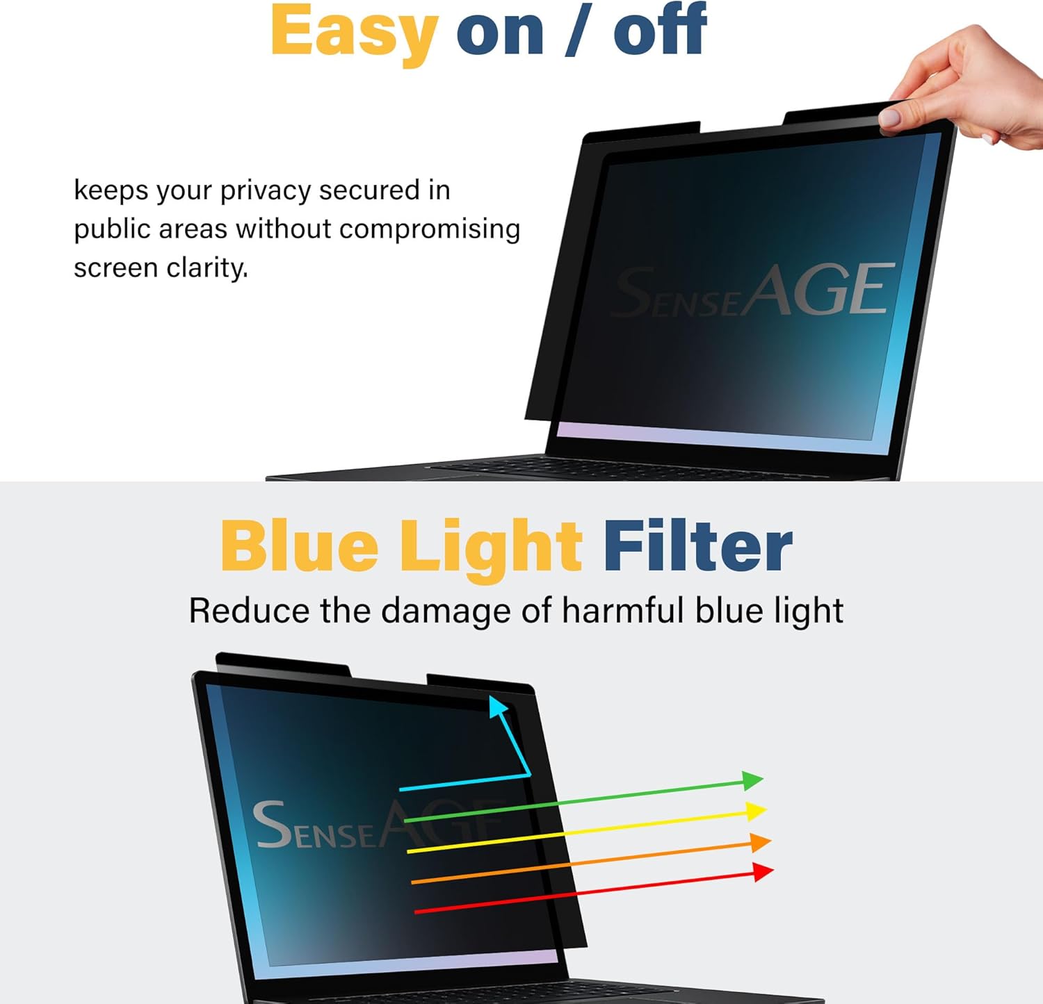 SenseAGE Magnetic Privacy Screen Protector for Surface Laptop 13.5 inch (6/5/4/3/2/1), Easy On/Off Privacy Filter, Anti Blue Light Glare, Notebook Privacy Screen Filter, Compatible with Surface Laptop 13.5"