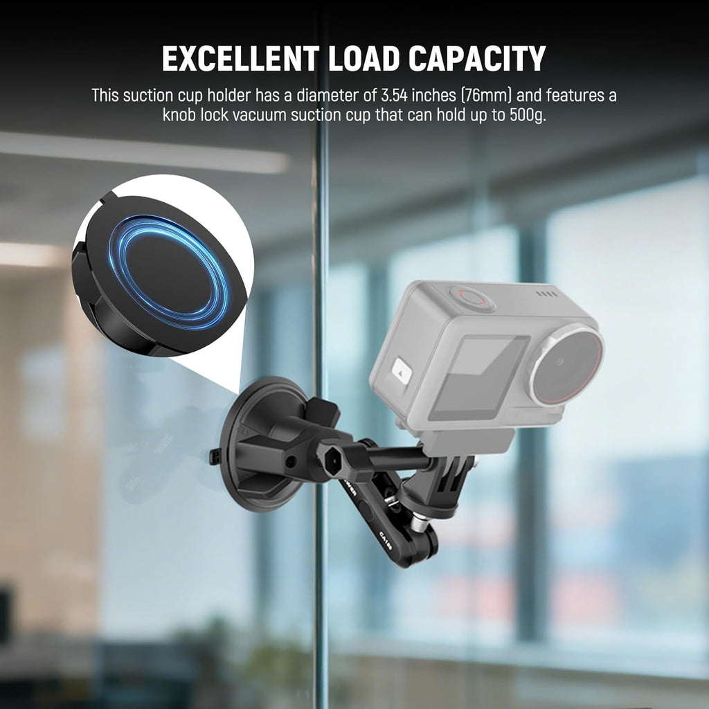NEEWER Suction Cup Phone Holder & Camera Mount Compatible With GoPro DJI Insta360 iPhone, Car Phone Mount with Action Camera Adapter 360° Magic Arm for POV Windshield Glass Vlog Video Recording, CA158