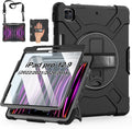 Case for iPad Pro 12.9 2022/2021/ 2020/2018: Cover for iPad Pro 12.9 6th/ 5th/ 4th/ 3rd Generation with Screen Protector- Stand- Pencil Holder- Handle- Shoulder Strap Black