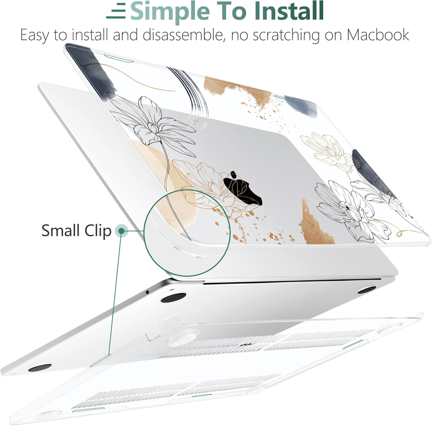 TWOLSKOO Compatible with M4 MacBook Air 15 inch Case 2025-2023 Released Model M4 A3241 M3 A3114 M2 A2941, Plastic Hard Shell & Screen Protector & Keyboard Cover & Trackpad Film, Florals X450