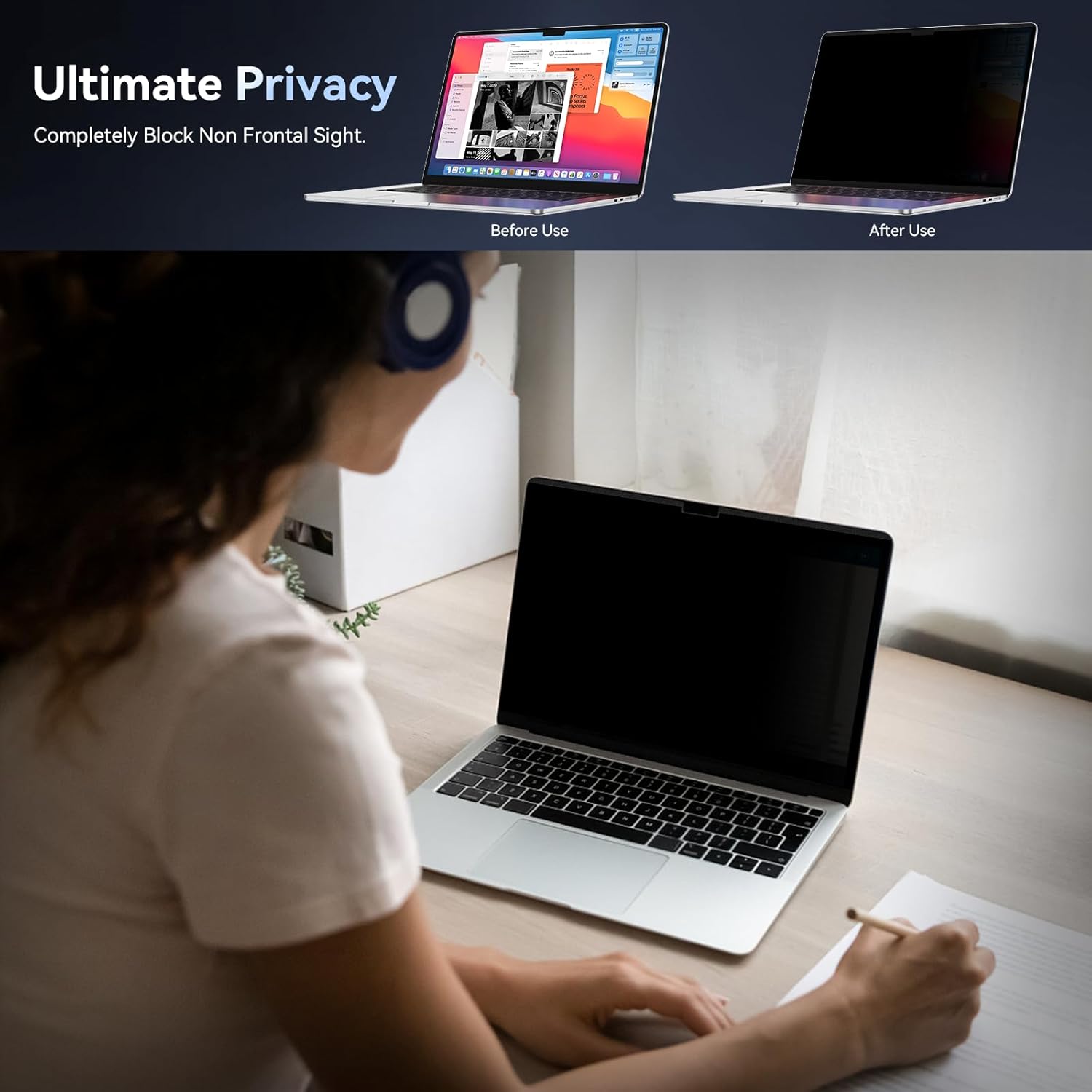 Magnetic Privacy Screen Protector Compatible with MacBook Air M2 13.6 Inch (2022 Release), Removable Anti Spy Blue Light Glare Shield Film Laptop Privacy Filter for Apple Mac Air 13" M2 (A2681)