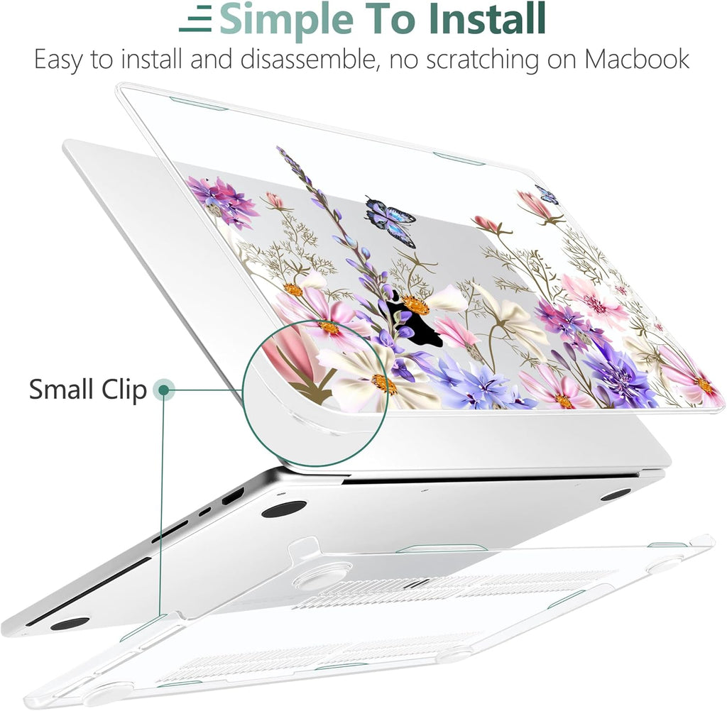 DONGKE for M4 MacBook Pro 16 Inch Case 2024 2023 2021 A3403 A3186 M3 A2991 M2 A2780 M1 A2485 Pro/Max Chip, Plastic Hard Shell Case & Keyboard Cover for Mac Pro 16 with Touch ID, Butterfly Floral