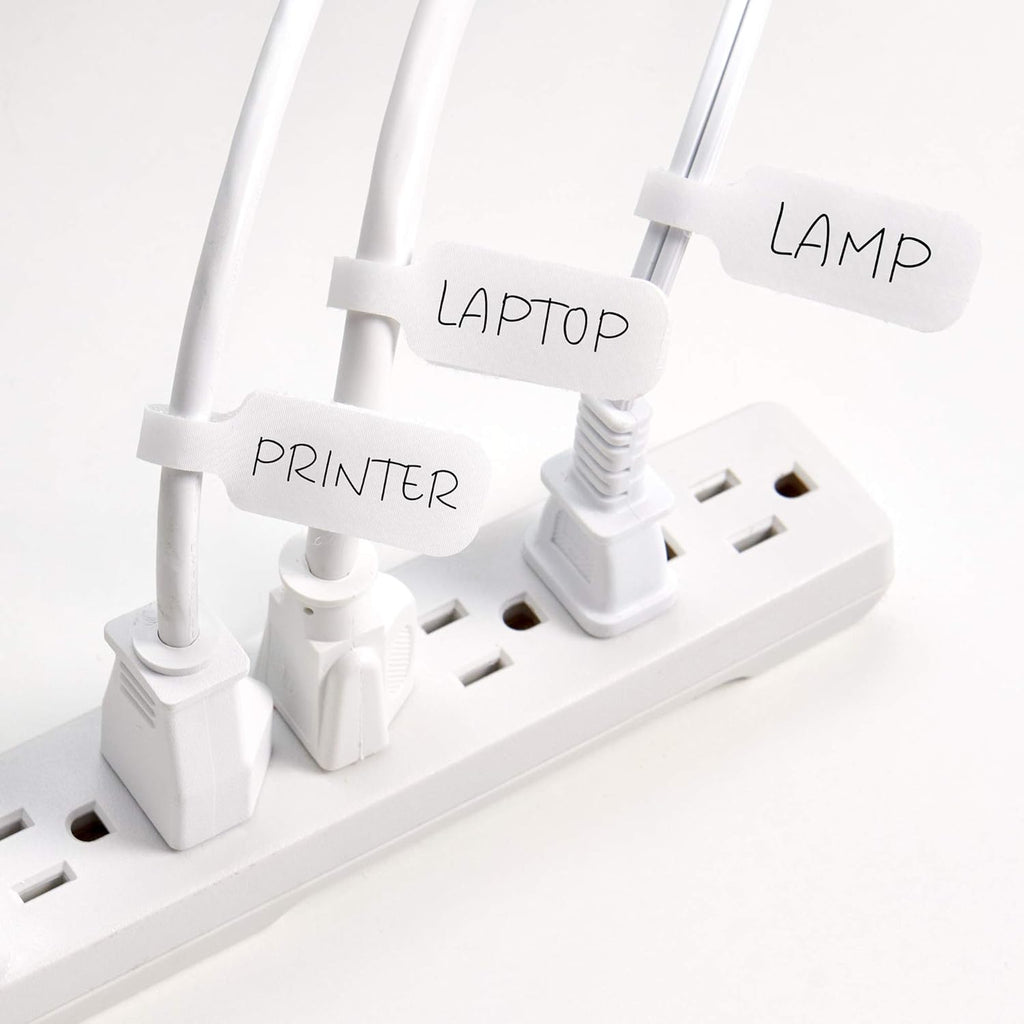 Wrap-It Storage Cable Labels - Medium, White (30-Pack) Write On Cord Labels, Wire Tags for Cable Management and Organizer for Electronics, Computers and More