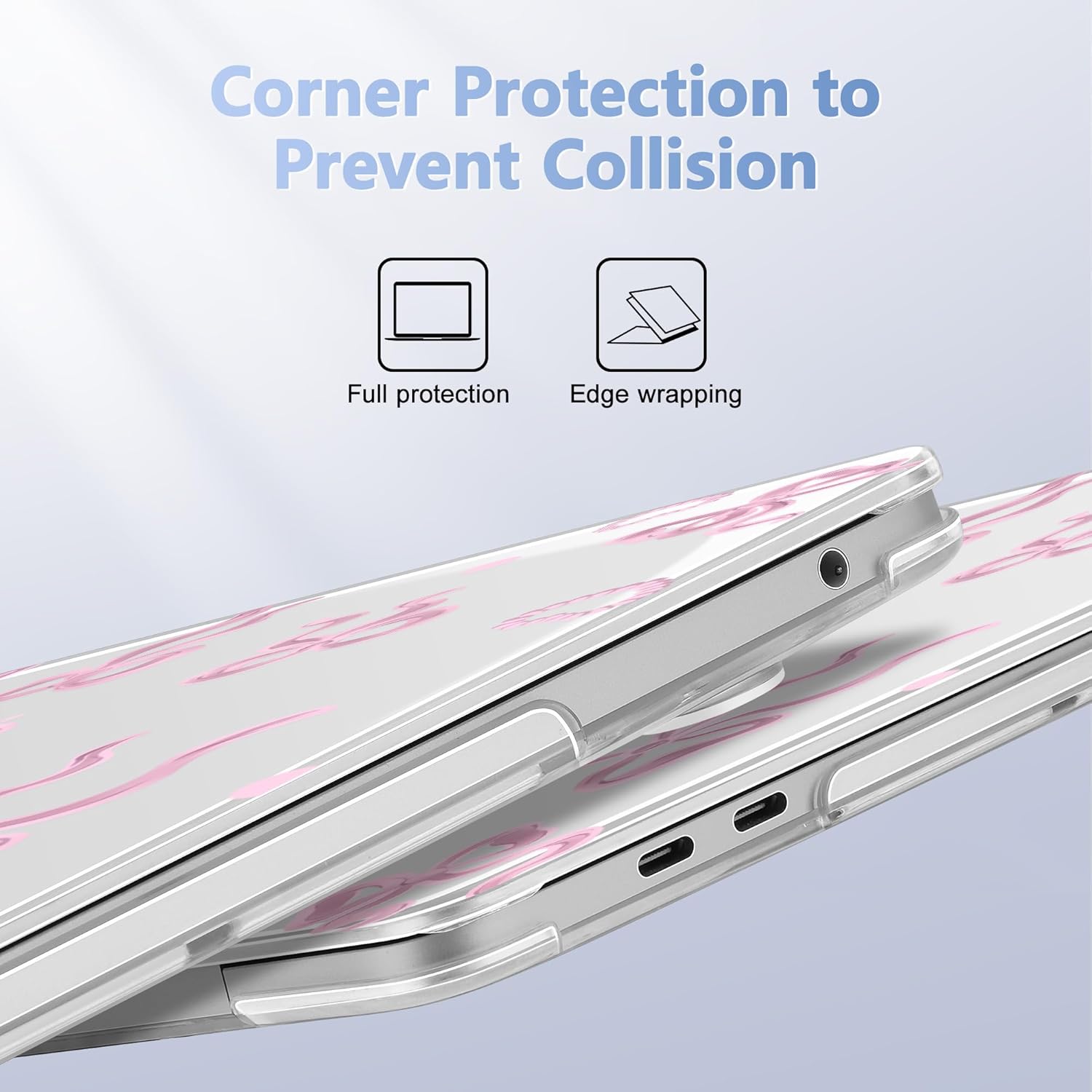 May Chen for MacBook Pro 13 inch Case 2022 2021 2020 Release A2338 M2 M1 A2289 A2251, Plastic Crystal Hard Shell Case Cover for MacBook Pro 13 inch Touch Bar Fits Touch ID, Heart Bow