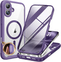 Miracase Magnetic for iPhone 16 Plus Case Full-Body Phone with Built-in Glass Screen Protector, [Compatible with MagSafe] Military Drop Proof 16 Plus Cover 6.7 inch, Purple