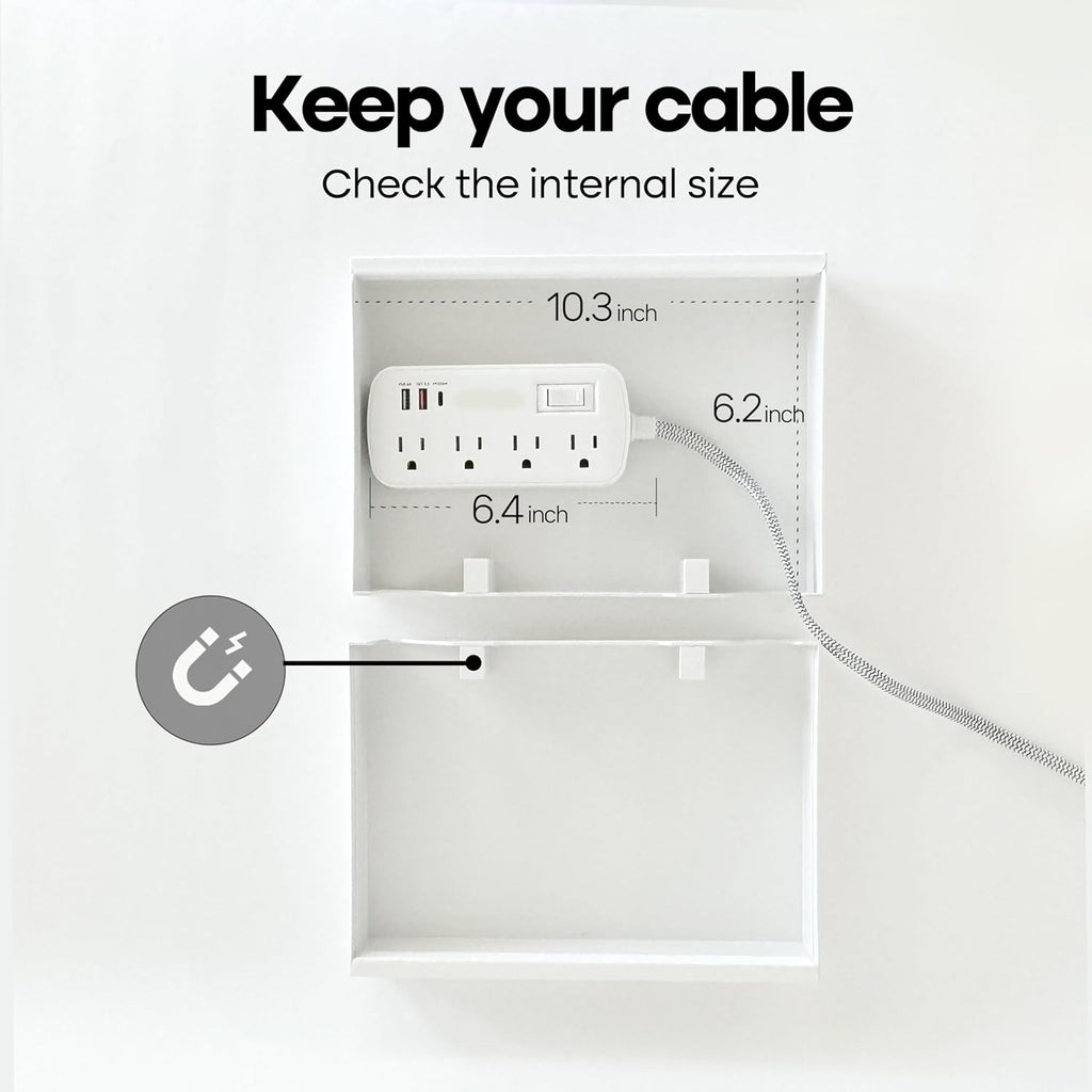 Book Shape Decorative Cable Management Box - Expandable Cable Organizer Box with Magnetic Closure for Home & Office (Serif, Standard)