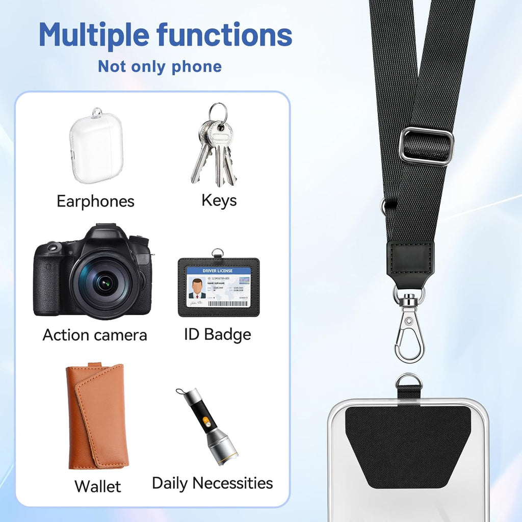 Doormoon Phone Lanyard, Universal Neck Strap with Patch for Phone Case Wallet Tether Key Chain ID Badge Holder for Most Smartphones, 2 Pack, Black Red