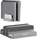 JARLINK 4-in-1 Adjustable Vertical Laptop Stand Holder, Aluminum Dual Slots Laptop Rack for Desk, Space-Saving Organizer Compatible with All MacBook, Surface, Chromebook, and Gaming Laptops (Grey)