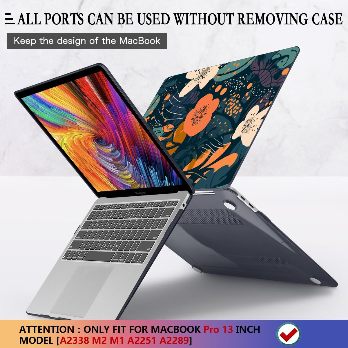 CISSOOK Compatible with MacBook Pro 13 inch Case 2025-2016 Release M2 M1 A2338 A2251 A2289 A2159 A1989 A1706, Plastic Flowers Hard Shell&Keyboard Cover for MacBook Pro13 Case, Little Flower