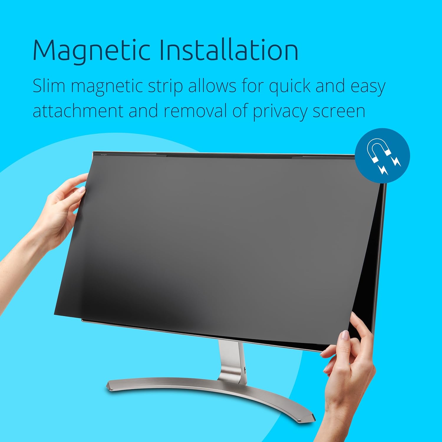 Kensington MagPro 24 Inch Magnetic Computer Privacy Screen for Desktop, Removable 16:9 Computer Privacy Filter, Anti-Glare Blue Ray Reduction, Compatible with Slim Bezel Monitors, K55418WW