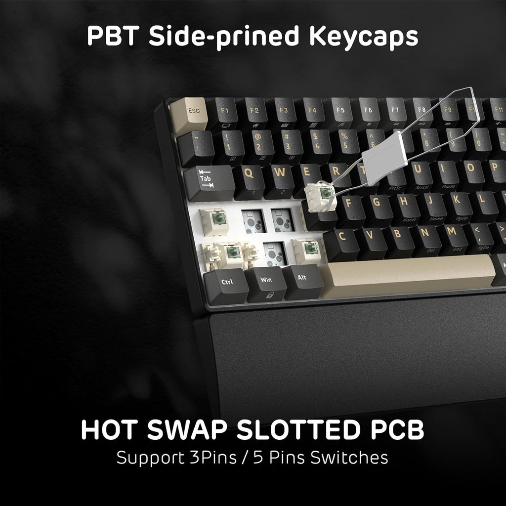RK ROYAL KLUDGE RK96 RGB Limited Ed, 90% 96 Keys Wireless 3-Mode BT5.0/2.4G/USB-C Hot Swappable Mechanical Keyboard w/Wrist Rest, Volume Control, Software, Massive Battery, RK Viridian Switch