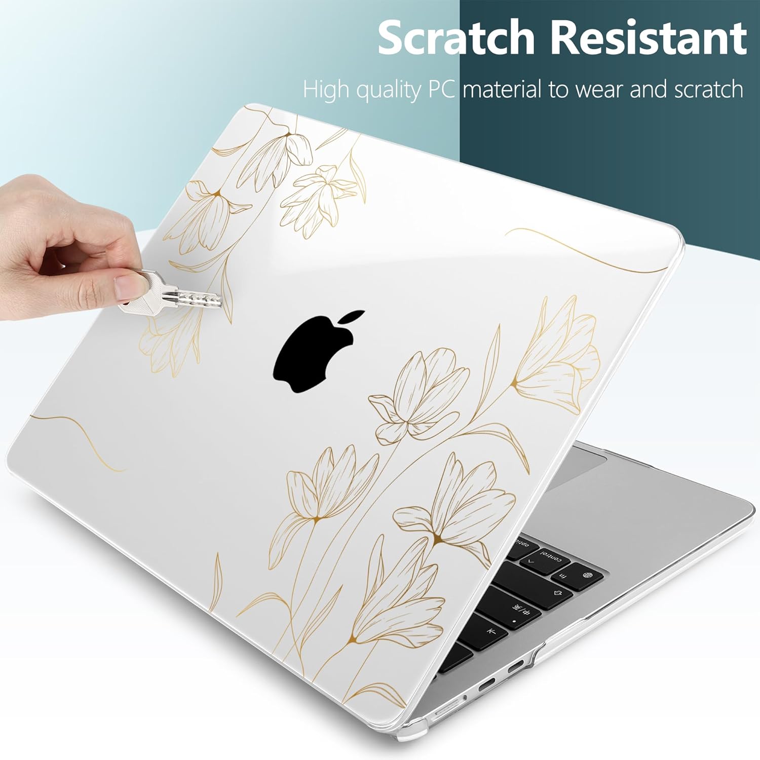 TWOLSKOO Compatible with M4 MacBook Air 15 inch Case 2025-2023 Released Model M4 A3241 M3 A3114 M2 A2941, Plastic Hard Shell & Screen Protector & Keyboard Cover & Trackpad Film, Florals X449