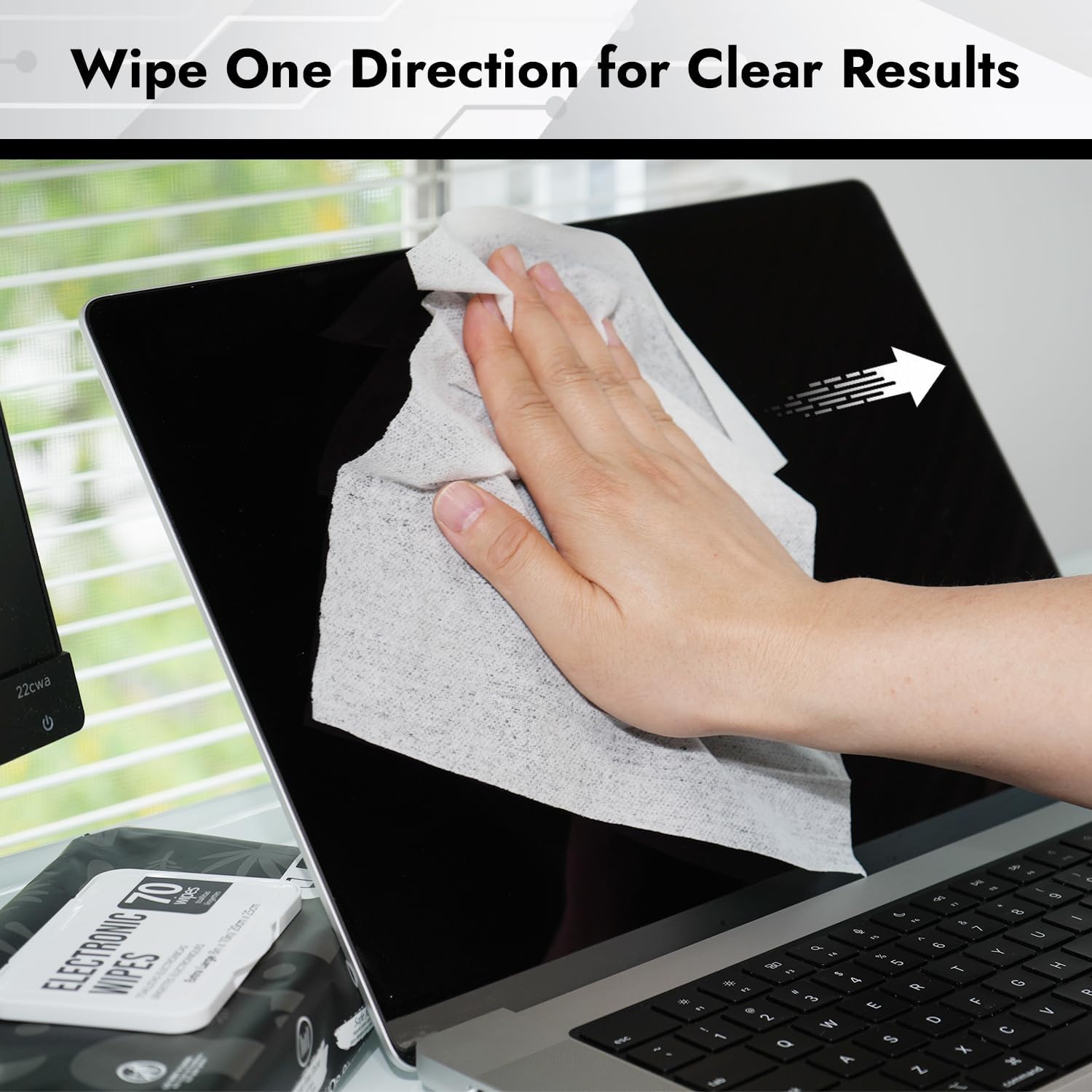 Air Jungles Electronic Screen Cleaning Wipes 70 Count (Pack of 3), Large 8"x10" Cleaner Wipes for Phones, Laptops, Monitors, TVs, Tablets, Glasses, Keyboards, Computer,Quick Dry