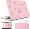 May Chen for MacBook Air 13.6 inch Case A3240 M4 A3113 M3 A2681 M2 with Retina Dispaly, 2025 2024 2023 2022 Release, Plastic Hard Shell Case with Screen Protector & Keyboard Cover, Chalk Pink Bow