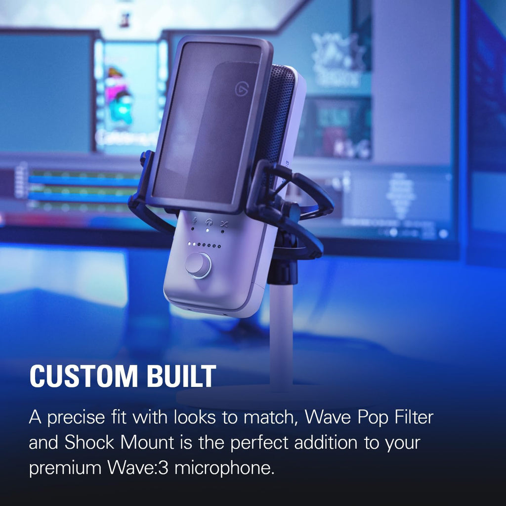 Elgato Wave:3 White Kit - Premium Studio Quality USB Condenser Microphone with Shock Mount and Pop Filter, for Streaming, Podcast, Gaming and Home Office, Free Mixer Software, Plug & Play for Mac, PC