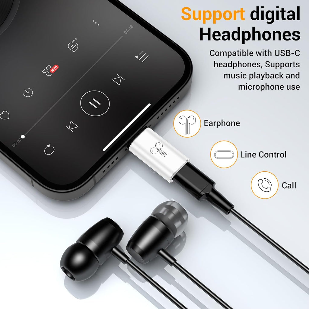 Temdan 4 Pack USB C to Lightning Adapter for iPhone 14 13 12 Pro Max/iPad Air/Airpods,Support Audio/OTG,20W PD Fast Charging,Lightning to Type C Charger Connector Cable,for iPhone 14 Accessories-White