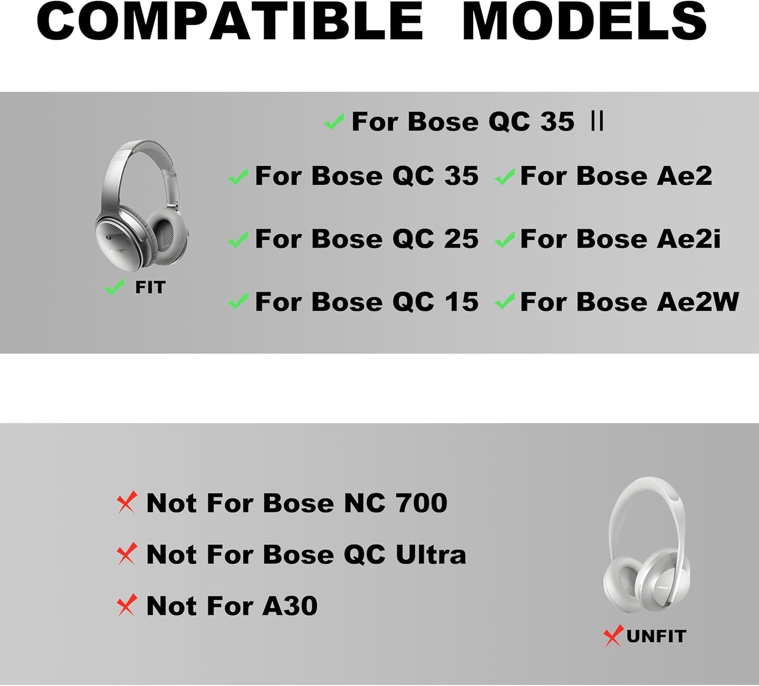 Replacement Ear Pads - Compatible with QuietComfort 35 & QC35 ii Headphones,Soft Protein Leather, Premium Noise Cancelling Earpads, Durable & Comfortable Ear Cushions (QC 35-Gray)