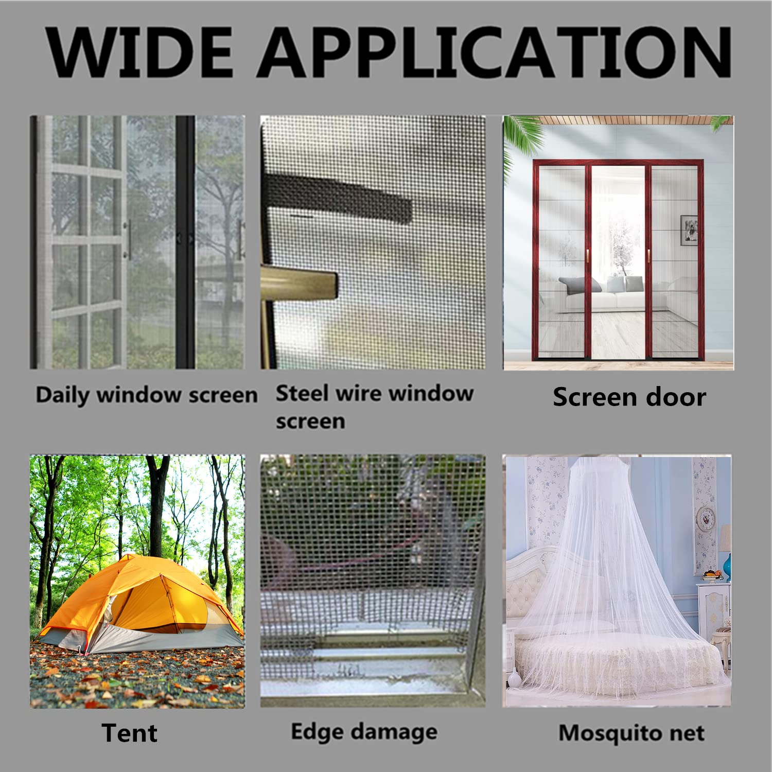 Extra Wide 4” X 197” (16.5FT) Window Screen Repair Tape Kit, Strong Adhesive Fiberglass Covering Mesh Repair Patch Tape for Window Door Tears Holes