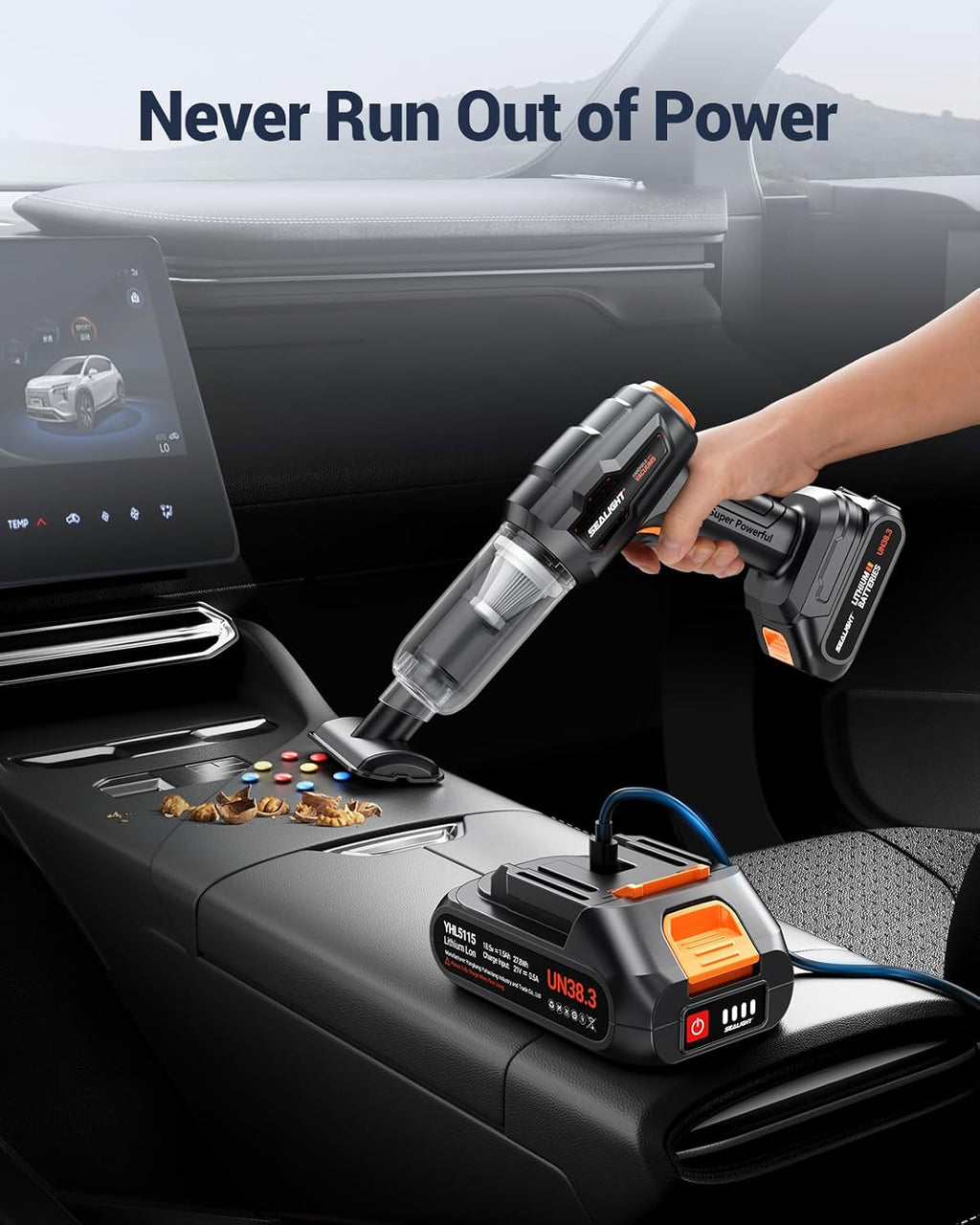 SEALIGHT Car Vacuum Portable Cordless, High Power Suction and Air Duster, 7 in 1 Handhle Vacuum Cleaner for Car, Office, Pet