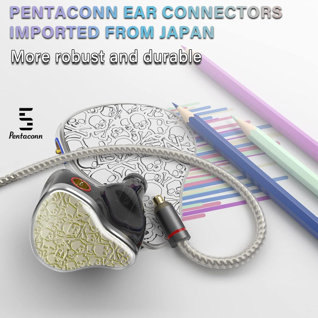 BASN Bmaster5 in Ear Monitors, 1DLC Diaphragm+4BA 5 Drivers IEM Earphones with Silver-Plated OFC Cable, Noise Isolation Wired Earbuds for Musicians (Starlight Gold)