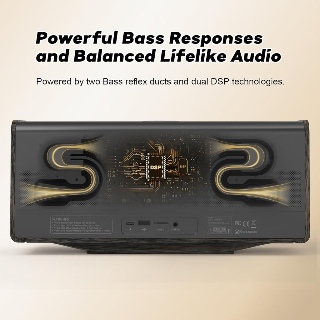 DOSS SoundBox Ultra Bluetooth Speaker with 2.1 Channel Audio, 80W Superior Sound with Deep Bass, Two DSP Technologies, 18H Playtime, BT 5.3, Wireless for Home, Office, Livingroom