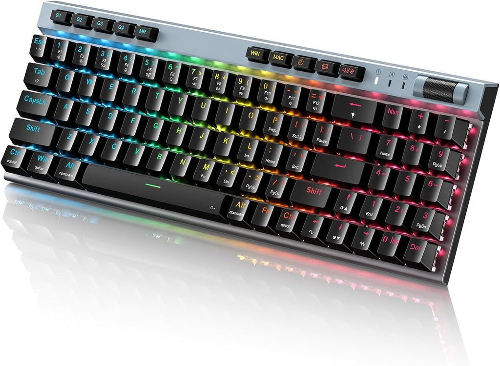 RGB Mechanical GamingKeyboard, 78 Keys Hot-Swap Mechanical Keyboard With Magnetic Red Switches, Ergonomic Keyboard with Aluminum Cover/Media Keys/Software/Dual System WiredKeyboard for PC/Mac Gamer