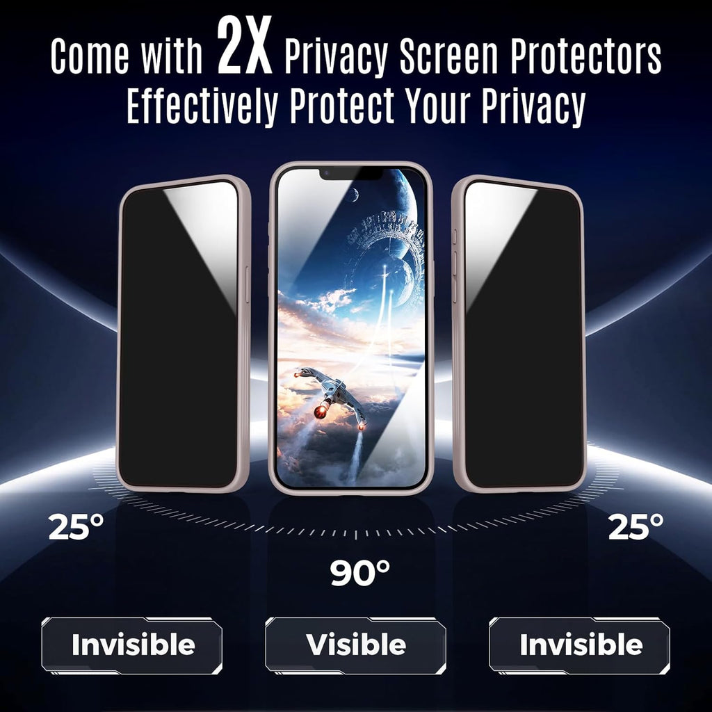 Designed for iPhone 12 Case, Compatible with MagSafe, with Privacy Screen Protectors X2, [Camera Protection] [15FT Military Drop Protection] Shockproof Phone Case, 6.1", Natural Titanium