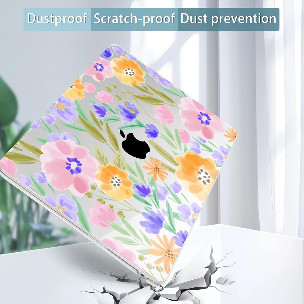 May Chen for MacBook Air 13.6 inch Case A3240 M4 A3113 M3 A2681 M2 with Retina Dispaly, 2025 2024 2023 2022 Release, Plastic Hard Shell Case with Screen Protector & Keyboard Cover, Flower S918