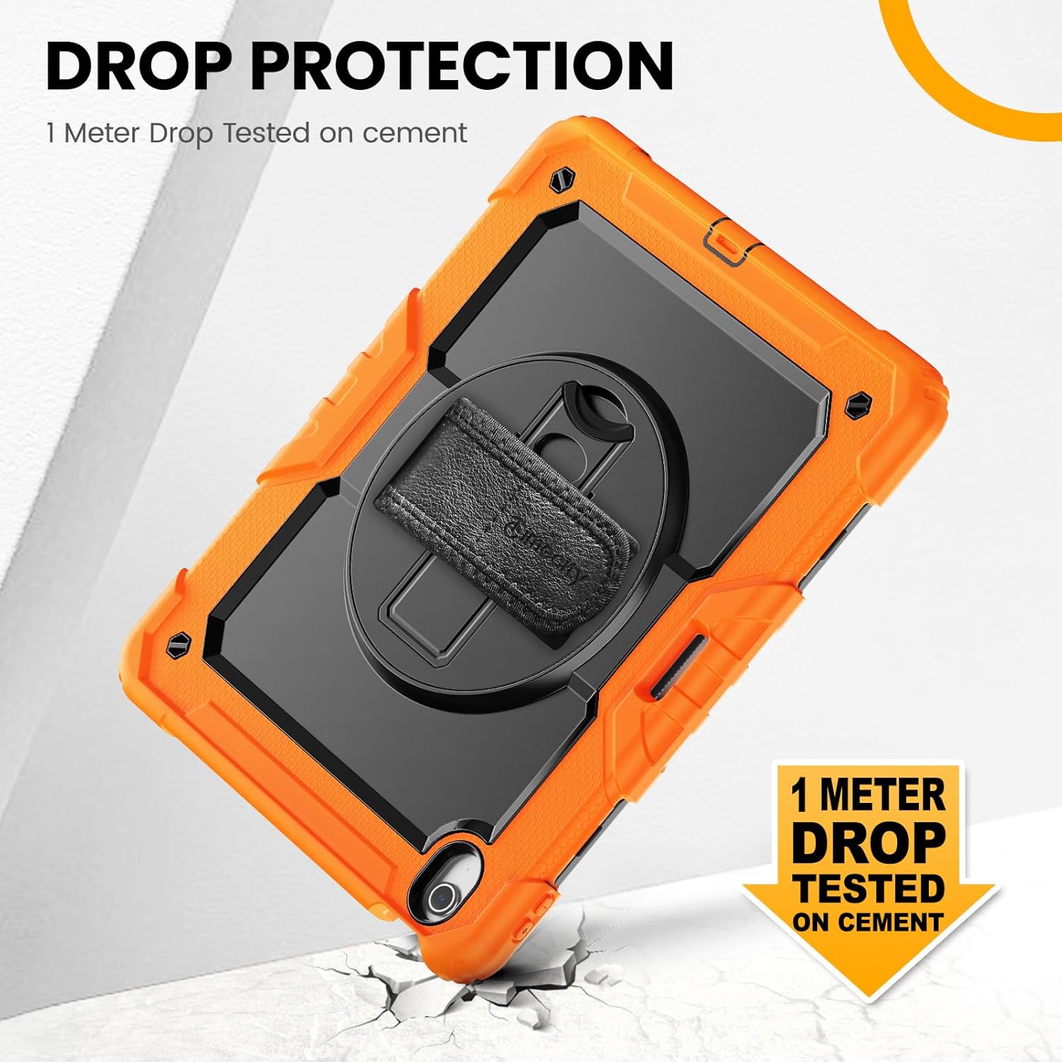 timecity for iPad Air 13 Inch Case M3 2025/ M2 2024, 360° Rotating Stand, Pencil Holder & Wireless Charging, Shockproof with Screen Protector & Shoulder Strap - for Designers & Professionals, Orange