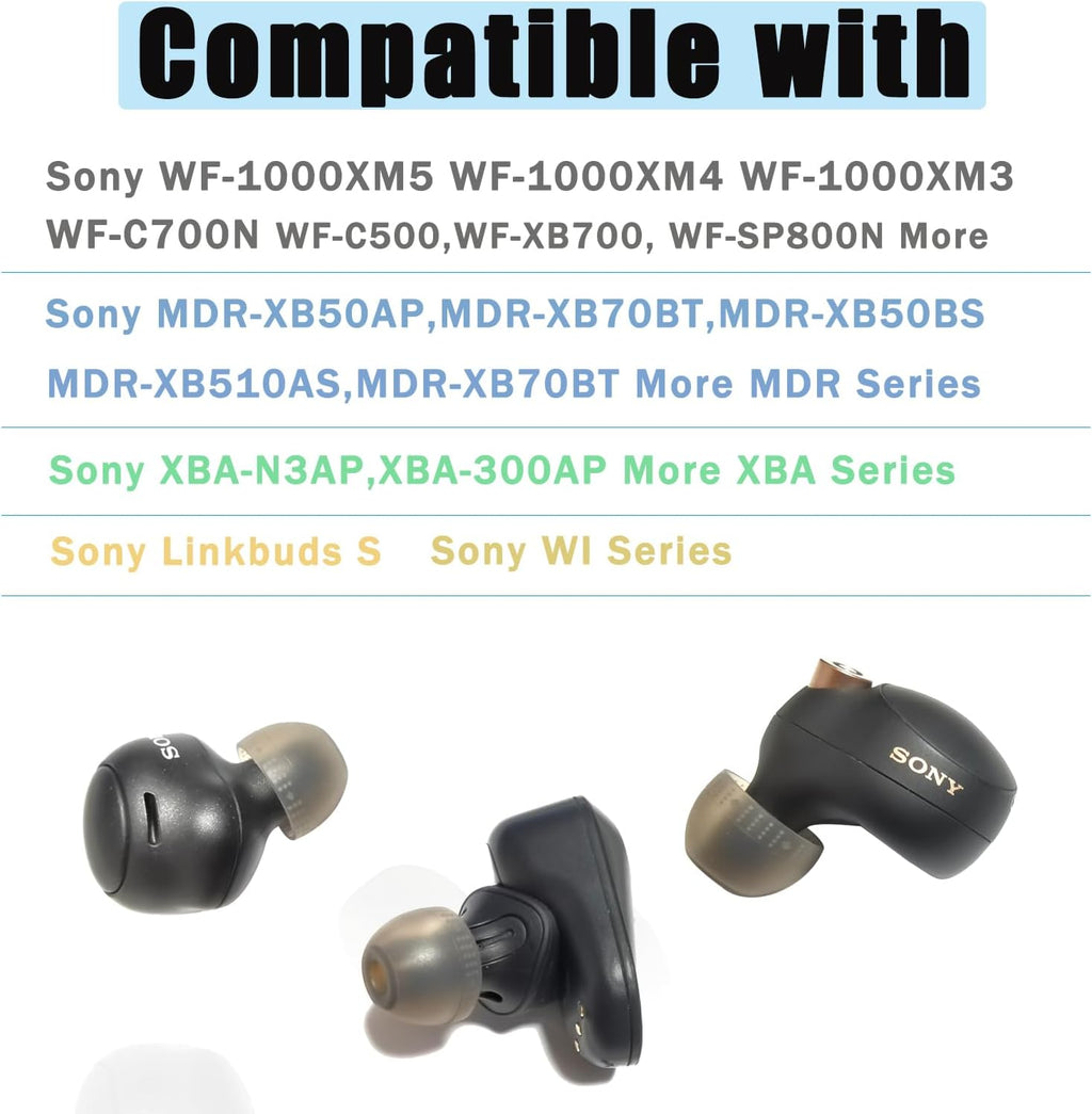 Silicone Replacement Ear Tips for Sony 1000XM5/1000XM4/LinkBuds S/WF-C500/WF-C700N/WF/WI/XBA Earbuds, 4 Pairs