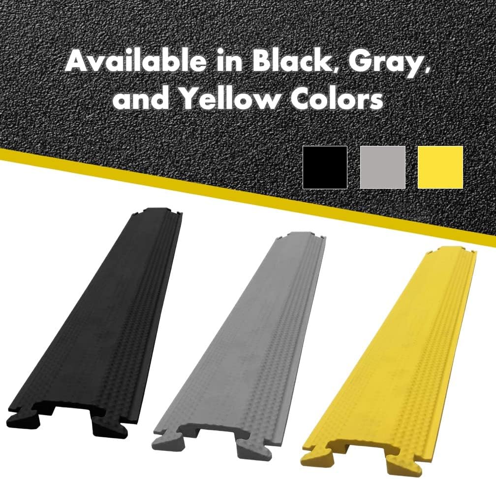 Kable Kontrol Drop Over Floor Cord Cover – 60” Inch Long 1 Channel Cable or Wire Protector – 10 Pcs Bulk Pack - Rubber Ramp for Indoor and Outdoor Use – Black