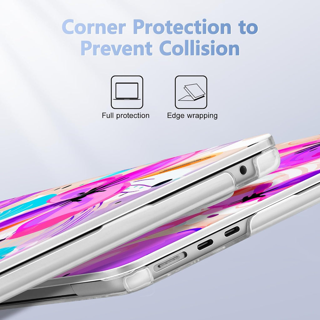 Case for MacBook Air 15 Inch 2025 2024 2023 Release M4 A3241 M3 A3114 M2 A2941, Hard Shell with Screen Protector & Keyboard Cover, Compatible with Touch ID, Trendy Floral
