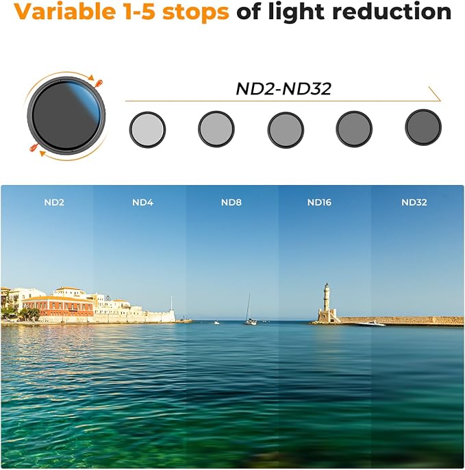 K&F CONCEPT 82mm Variable ND2-32 & Circular Polarizing Lens Filter in 1 - Image 4