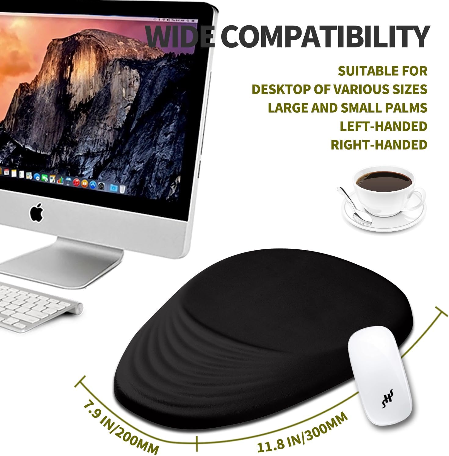 Hokafenle Ergonomic Mouse Pad Wrist Support, Terraced Slope Carpal Tunnel Wrist Pad for Mouse with Unibody Memory Foam, Wrist Rest Pain Relief Mousepad (Dark Night, 11.8x7.9 in)