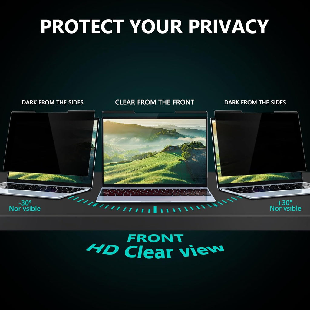 FILMEXT Magnetic Laptop privacy screen 14 inch for 16:10 Widedisplay, Removable Laptop Privacy Screen Shield Anti Glare Blue Light Filter for HP/Dell/Acer/Lenovo/Asus