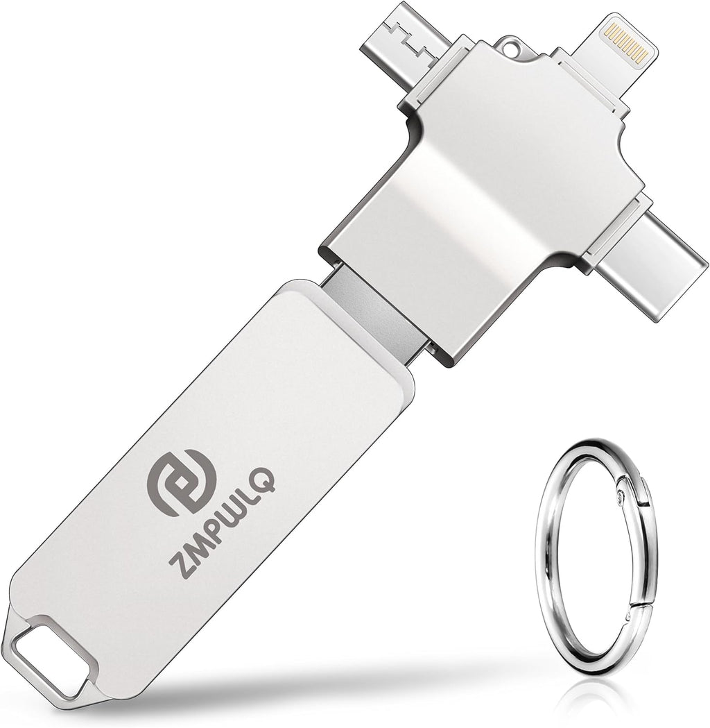 Photo Stick 128GB-Auto-Secure-Backup-USB-Flash-Drive-Saver-Memory-Stick-Photo-Finder for Phone/iPhone/iPad/Android/PC-4-in-1-Thumb-Drive-External-Storage for All Devices,Backup Photos,Videos,Contacts