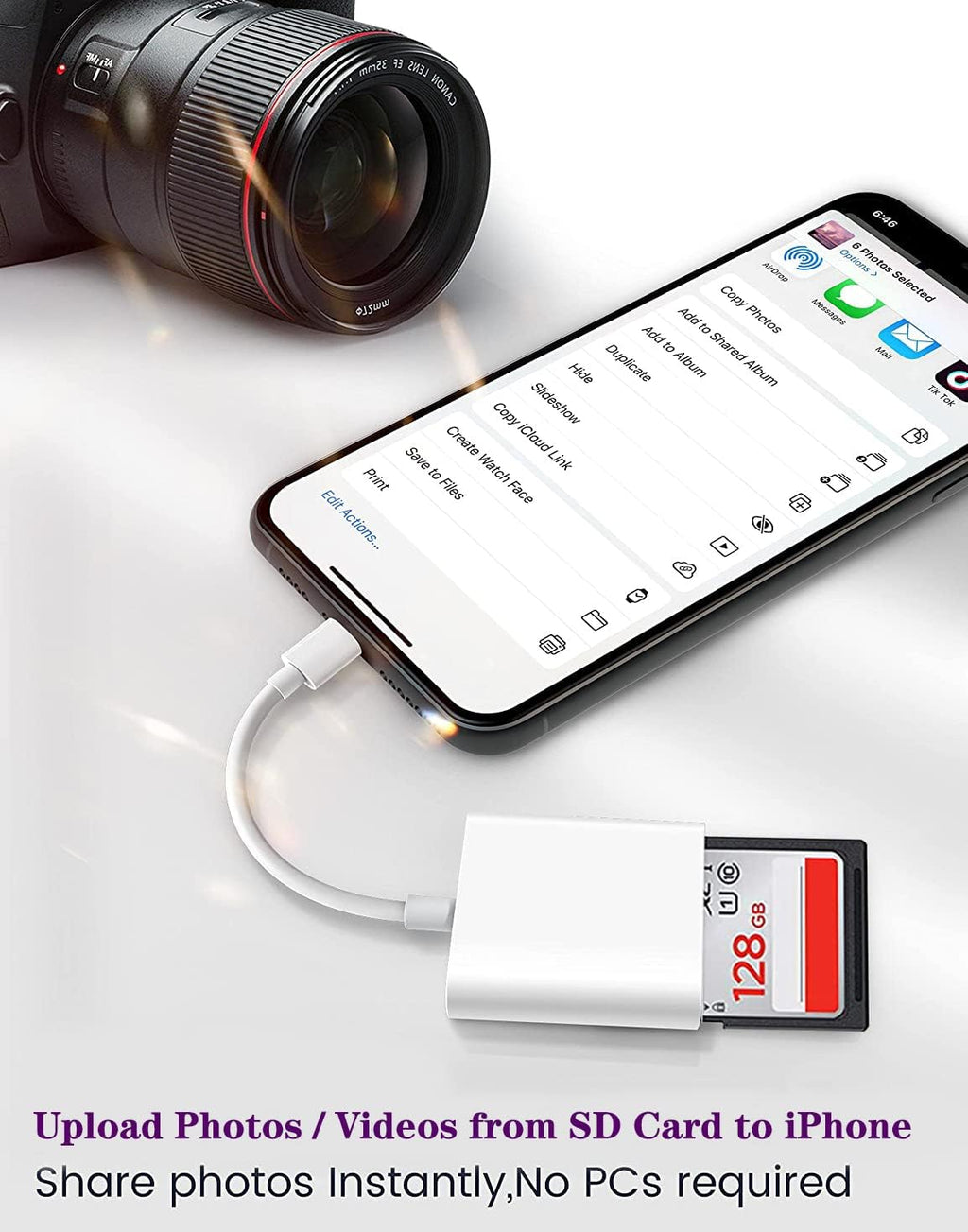 Lightning to SD & TF Card Reader Adapter, Apple MFi Certified 2 in 1 Micro SD TF Memory Card Dual Slot Dongle Cord for iPhone 14 13 12 11 X XS XR 8 7 Plus, iPad, Plug and Play